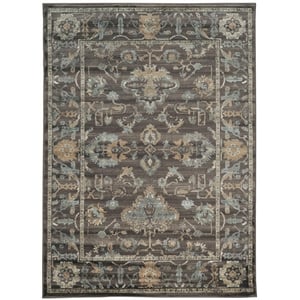 Pemberly Row Traditional 3'3&quot x 4'11&quot Rectangular Fabric Rug in Brown