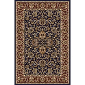 Pemberly Row Traditional 3'3&quot x 5'4&quot Rectangular Fabric Rug in Blue