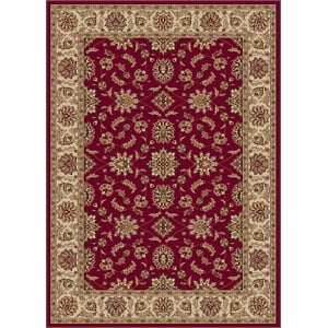 Pemberly Row Traditional 5'5&quot x 7'7&quot Rectangular Fabric Rug in Red