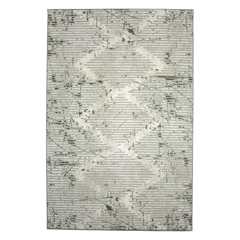Pemberly Row Polyester Transitional Geometric Green 5x8 Area Rug