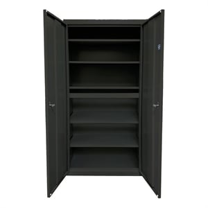 Pemberly Row Modern Industrial Office 5 Adjustable Shelves Storage in Charcoal
