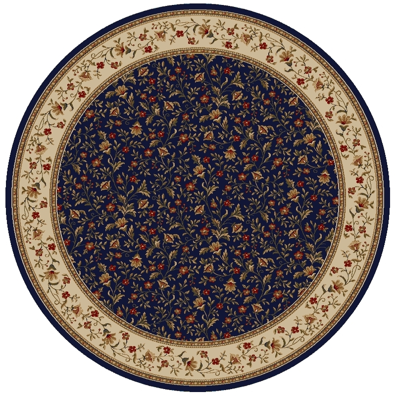 Pemberly Row Traditional 8' x 8' Circular Fabric Rug in Blue