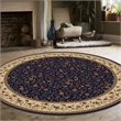 Pemberly Row Traditional 8' x 8' Circular Fabric Rug in Blue