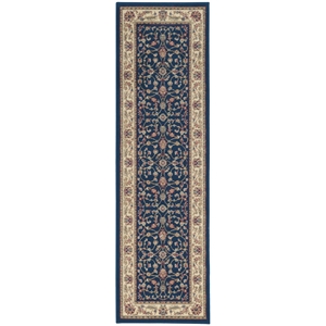 Pemberly Row Traditional 2'2&quot x 7'7&quot Rectangular Fabric Rug in Blue
