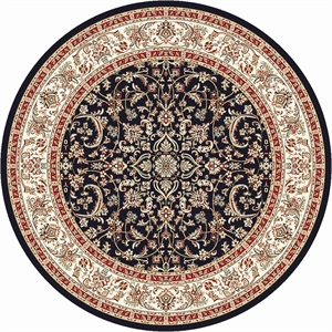 Pemberly Row Traditional 7'10&quot x 7'10&quot Circular Fabric Rug in Black