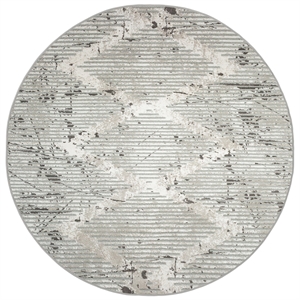 Pemberly Row Polyester Transitional Geometric Gray 8' Round Area Rug