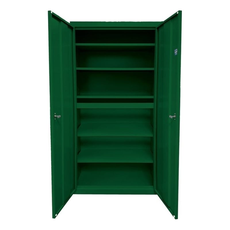 Pemberly Row Modern Industrial Office 5 Adjustable Shelves Storage in Green
