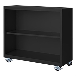 Pemberly Row Modern Industrial Office Mobile Bookcase in Black