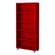 Pemberly Row Modern Industrial Office Mobile Bookcase in Red