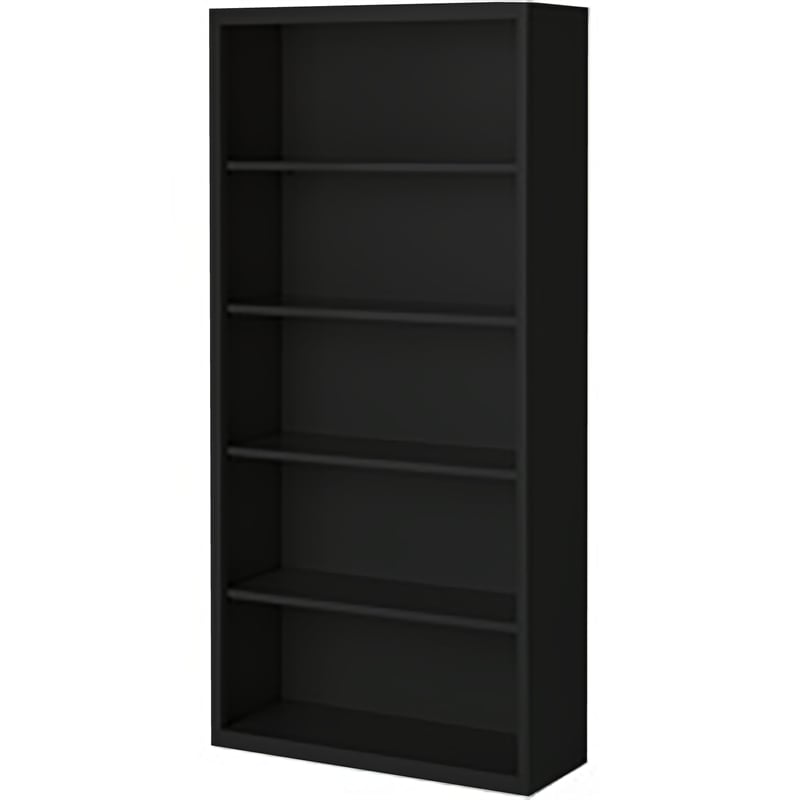 Pemberly Row Modern Industrial Office Stationary Bookcase in Black