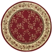 Pemberly Row Traditional 8' x 8' Floral Trellis Circular Fabric Rug in Red