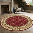 Pemberly Row Traditional 8' x 8' Floral Trellis Circular Fabric Rug in Red