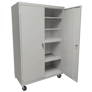 Pemberly Row Modern Industrial Office Mobile Storage Cabinet in Gray