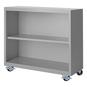 Pemberly Row Modern Industrial Office Mobile Bookcase in Gray