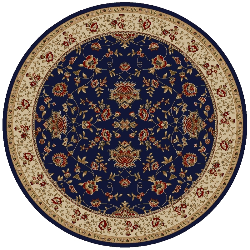 Pemberly Row Traditional 8' x 8' Circular Fabric Rug in Blue