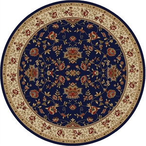 Pemberly Row Traditional 8' x 8' Circular Fabric Rug in Blue