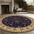Pemberly Row Traditional 8' x 8' Circular Fabric Rug in Blue