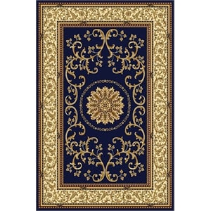 Pemberly Row Traditional 7'9&quot x 11'6&quot Rectangular Fabric Rug in Blue