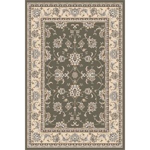 Pemberly Row Traditional 5'3&quot x 7'3&quot Rectangular Fabric Rug in Light Green
