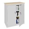 Pemberly Row Modern Industrial Office Counter High Cabinet in Gray