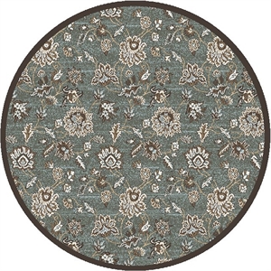 Pemberly Row Traditional 5'3&quot x 5'3&quot Circular Fabric Rug in Light Green