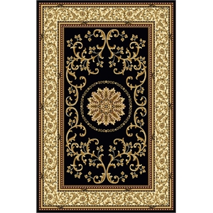 Pemberly Row Traditional 7'9&quot x 11'6&quot Rectangular Fabric Rug in Black