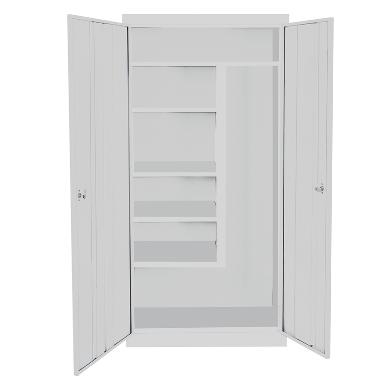Pemberly Row Modern Industrial Office Janitorial Cabinet in Gray