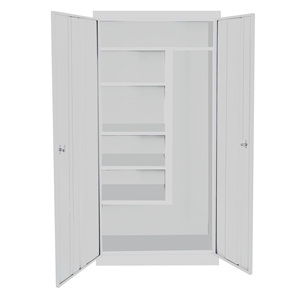 Pemberly Row Modern Industrial Office Janitorial Cabinet in Gray