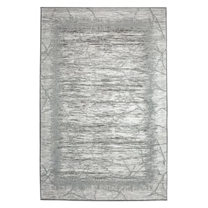 Pemberly Row Polyester Transitional Crackled Gray 5x8 Area Rug