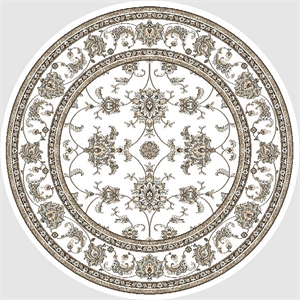 Pemberly Row Traditional 7'10&quot x 7'10&quot Circular Fabric Rug in Bone White