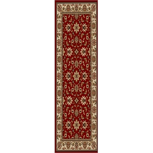 Pemberly Row Traditional 2'2&quot x 7'7&quot Rectangular Fabric Rug in Red