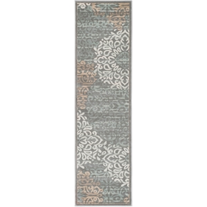 Pemberly Row Traditional 2'2&quot x 7'7&quot Rectangular Fabric Rug in Gray