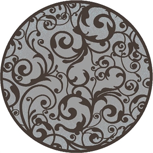 Pemberly Row Traditional 5'3&quot x 5'3&quot Circular Fabric Rug in Gray