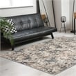 Pemberly Row Polyester Transitional Floral Gray 8x10 Area Rug