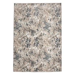 Pemberly Row Polyester Transitional Floral Gray 8x10 Area Rug