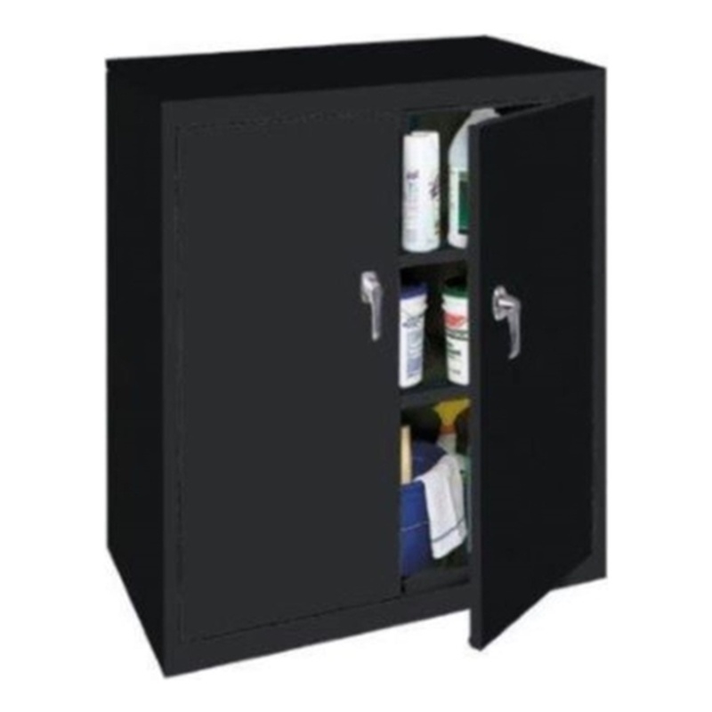 Pemberly Row Modern Industrial Office Counter High Cabinet in Black