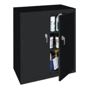 Pemberly Row Modern Industrial Office Counter High Cabinet in Black