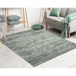Pemberly Row Transitional Striated 7'10 Round Polypropylene Area Rug in Green