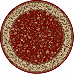 Pemberly Row Traditional 5'3&quot x 5'3&quot Circular Fabric Rug in Red