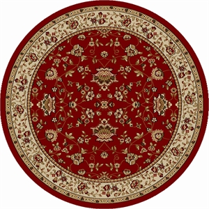 Pemberly Row Traditional 5'3&quot x 5'3&quot Circular Fabric Rug in Red