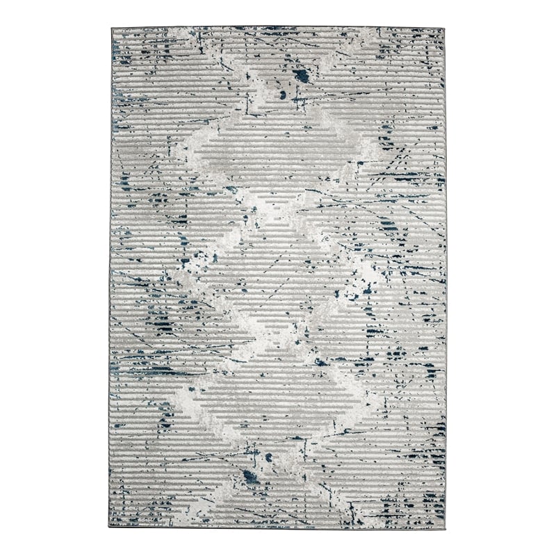 Pemberly Row Polyester Transitional Geometric Blue 8x10 Area Rug
