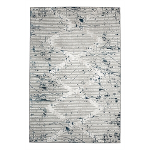 Pemberly Row Polyester Transitional Geometric Blue 8x10 Area Rug