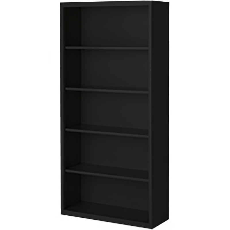 Pemberly Row Modern Industrial Office Stationary Bookcase in Black