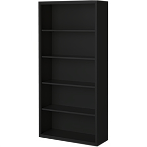 Pemberly Row Modern Industrial Office Stationary Bookcase in Black