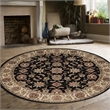 Pemberly Row Traditional 8' x 8' Circular Fabric Rug in Black