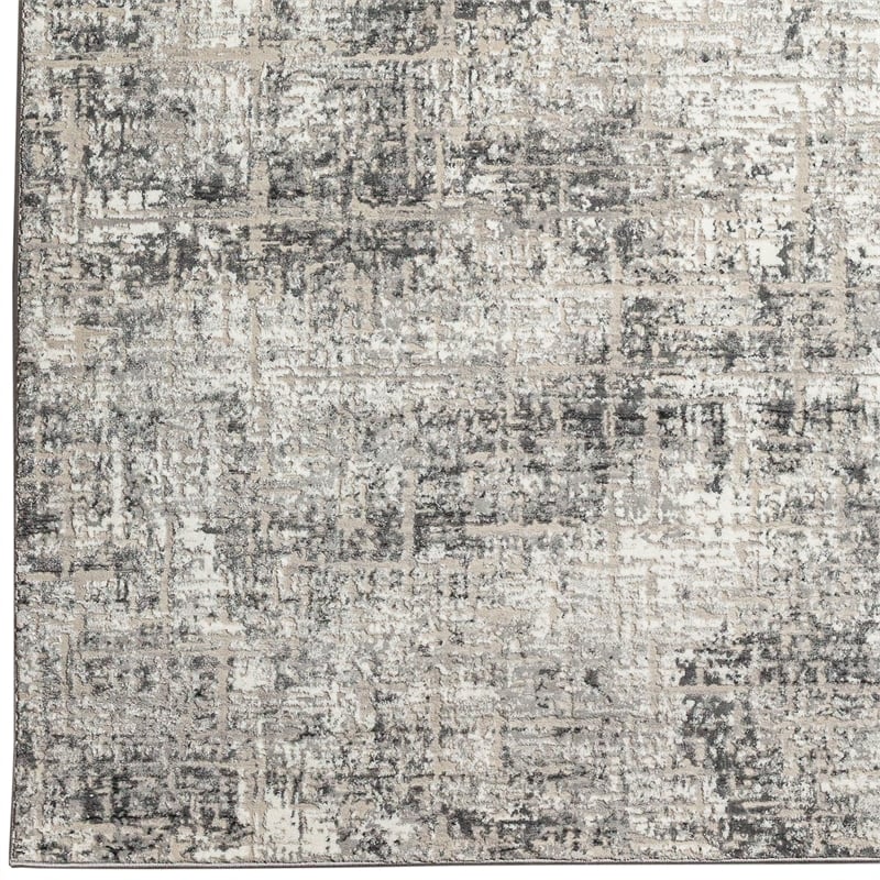 Pemberly Row Polyester Transitional Striated Gray 8x10 Area Rug
