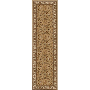 Pemberly Row Traditional 2'2&quot x 7'7&quot Rectangular Fabric Rug in Beige