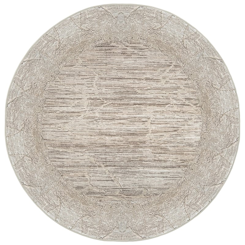 Pemberly Row Polyester Transitional Crackled Beige 5' Round Area Rug