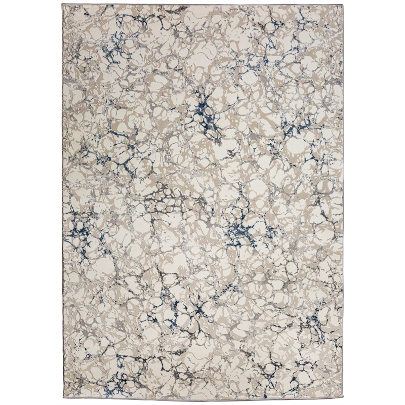 Pemberly Row Polyester Transitional Marbled Blue 5x8 Area Rug