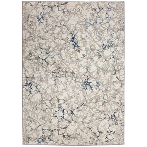 Pemberly Row Polyester Transitional Marbled Blue 5x8 Area Rug